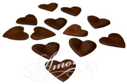 Picture of Silk Rose Petals Heart Shape Chocolate Brown - Cocoa