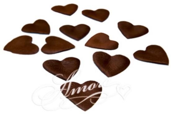 Picture of Silk Rose Petals Heart Shape Chocolate Brown - Cocoa